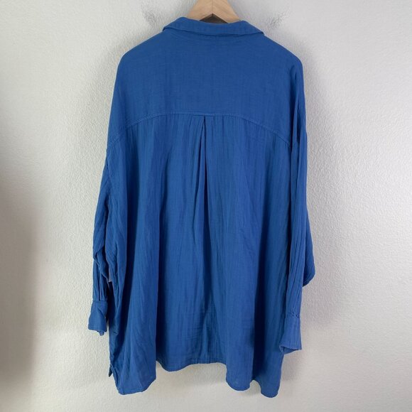 NEW Old Navy Womens Plus 3X Blue Button Up Shirt Cotton Gauzy Relaxed Fit Top - Picture 10 of 10